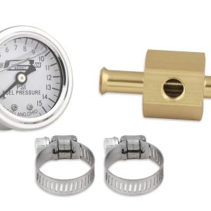 Mr. Gasket Gauge Fuel Pressure, 1-1/2 Inch Diameter, Full Sweep, 0-15 PSI Range, White Face/ Chrome Bezel/ Black Needle – 1564