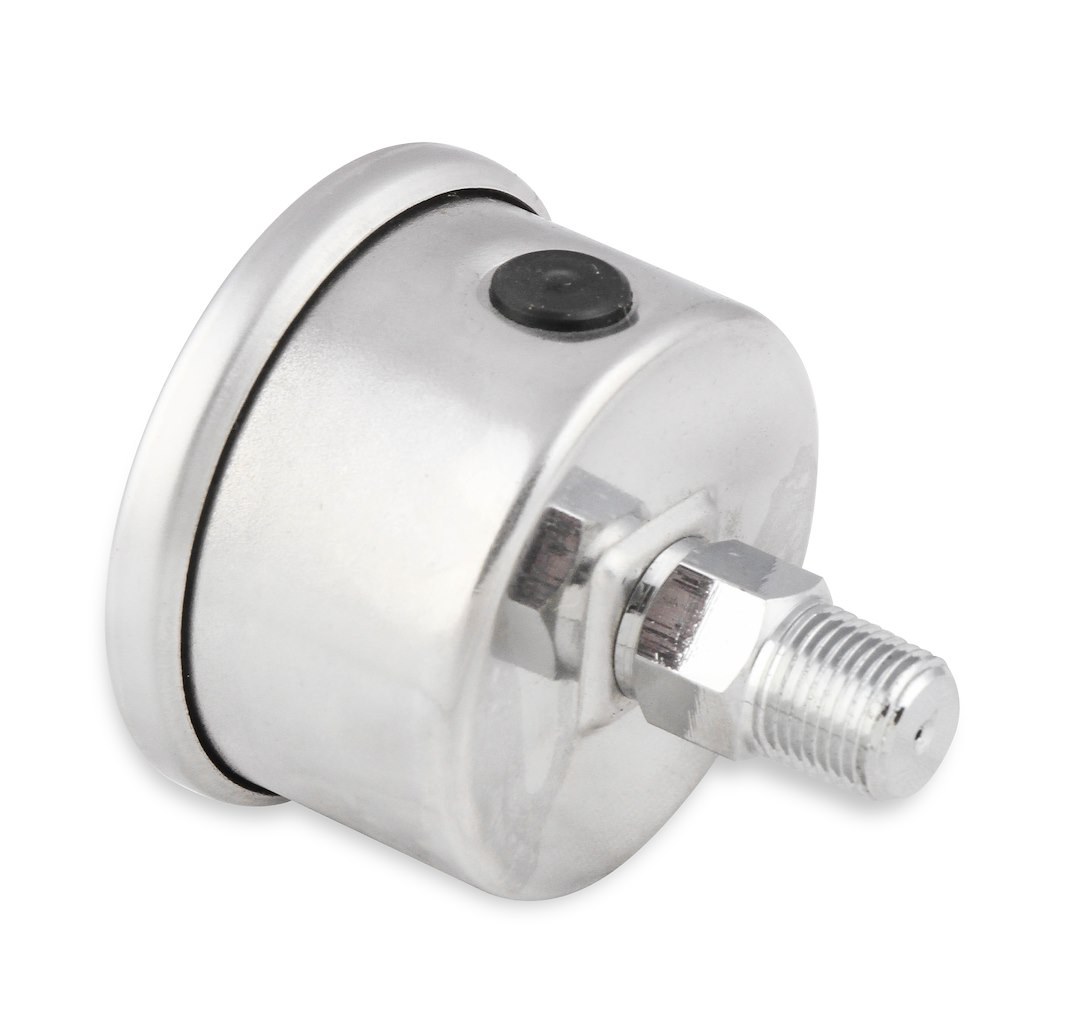 Mr. Gasket Gauge Fuel Pressure, 1-1/2 Inch Diameter, Full Sweep, 0-15 PSI Range, White Face/ Chrome Bezel/ Black Needle – 1564
