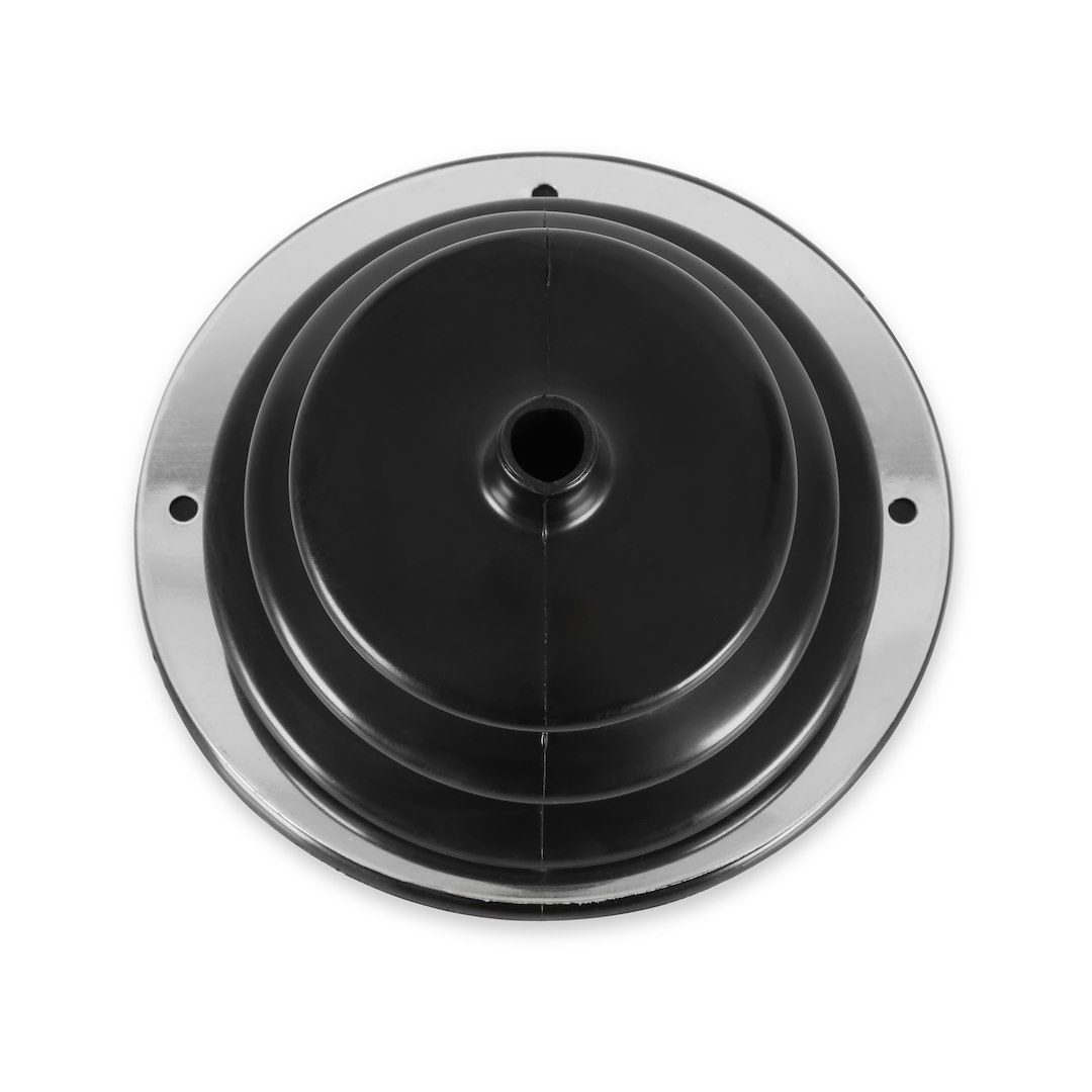 Mr. Gasket Shifter Boot, For Use with Manual Transmission Shifters, 5-1/2 Inch Diameter, Black, With Boot Plate – 1651