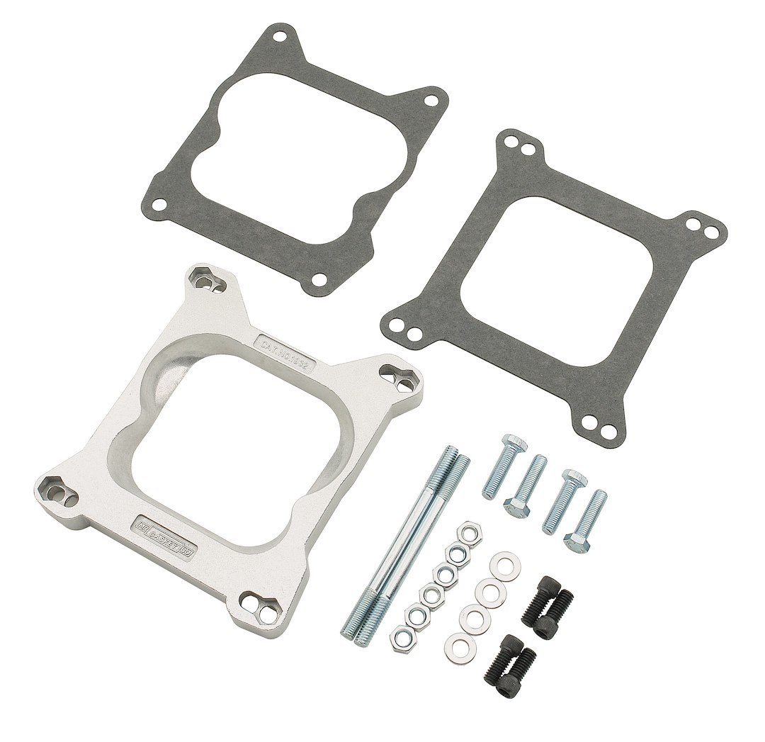 Mr. Gasket Carburetor Adapter, Adapts Square Flange Carburetor to Quadrajet 4-Barrel Intake Manifold, 0.750 Inch Thick, With Hardware – 1932