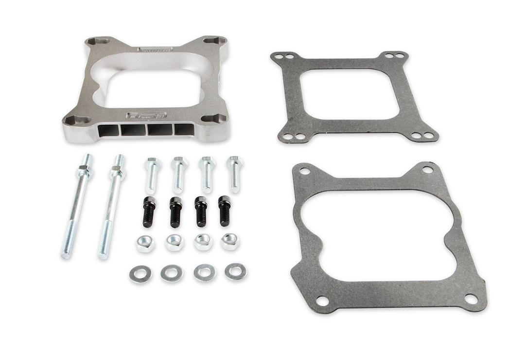 Mr. Gasket Carburetor Adapter, Adapts Square Flange Carburetor to Quadrajet 4-Barrel Intake Manifold, 0.750 Inch Thick, With Hardware – 1932