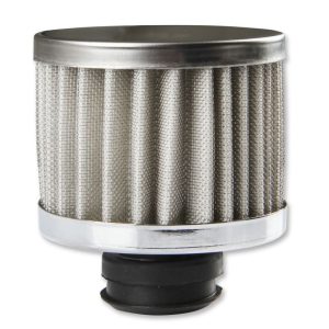 Mr. Gasket Crankcase Breather Filter, Push on with 1-1/4 Inch Diameter Inlet, 3 Inch Diameter X 3-1/8 Inch Height, Black Base/ Chrome Top – 2049G