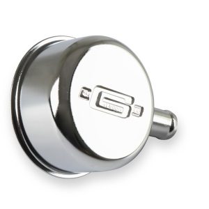 Mr. Gasket Crankcase Breather Cap, Round, 1 Inch Outside Diameter Neck X 5/8 Inch Outside Diameter Breather Tube, Push IN, Chrome, With Grommet – 2054