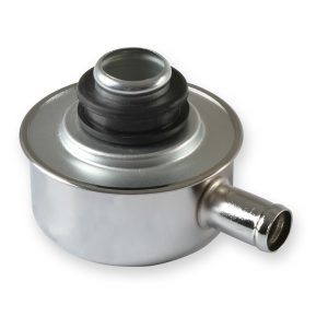 Mr. Gasket Crankcase Breather Cap, Round, 1 Inch Outside Diameter Neck X 5/8 Inch Outside Diameter Breather Tube, Push IN, Chrome, With Grommet – 2054
