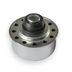 Mr. Gasket Crankcase Breather Cap, Round, 2-1/8 Inch Tall X 2-1/2 Inch Diameter, Push IN, Chrome, With Grommet – 2068
