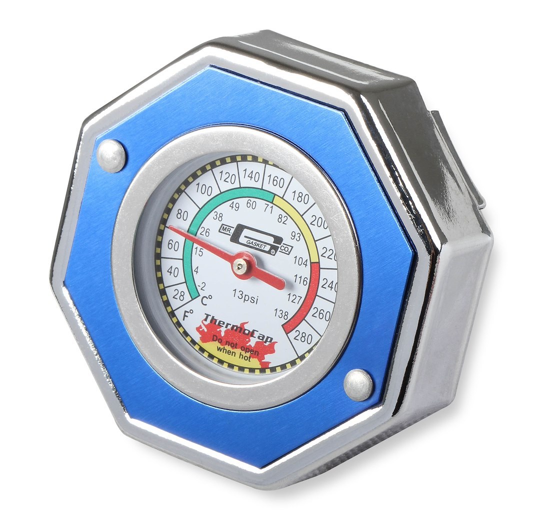 Mr. Gasket Radiator Cap, 13 PSI Max Pressure, Octagon, Blue Anodized, Aluminum – 2470B