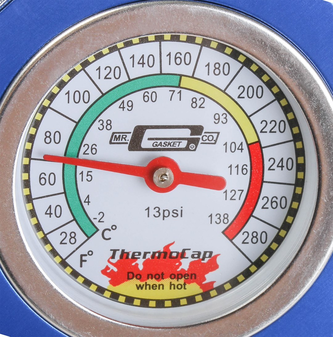 Mr. Gasket Radiator Cap, 13 PSI Max Pressure, Octagon, Blue Anodized, Aluminum – 2470B