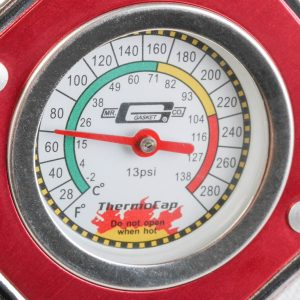 Mr. Gasket Radiator Cap, 13 PSI Max Pressure, Octagon, Red Anodized, Aluminum – 2470R