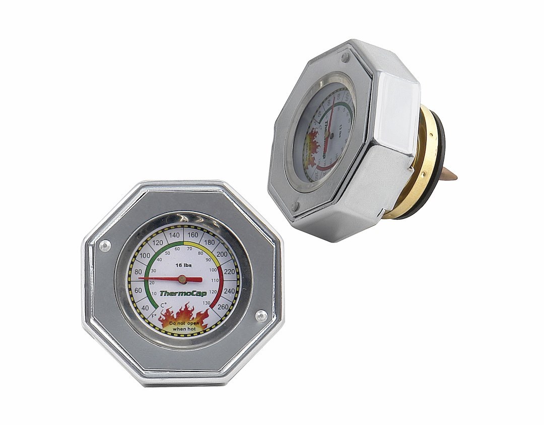 Mr. Gasket Radiator Cap, 16 PSI Max Pressure, Octagon, Silver Anodized, Aluminum – 2471S