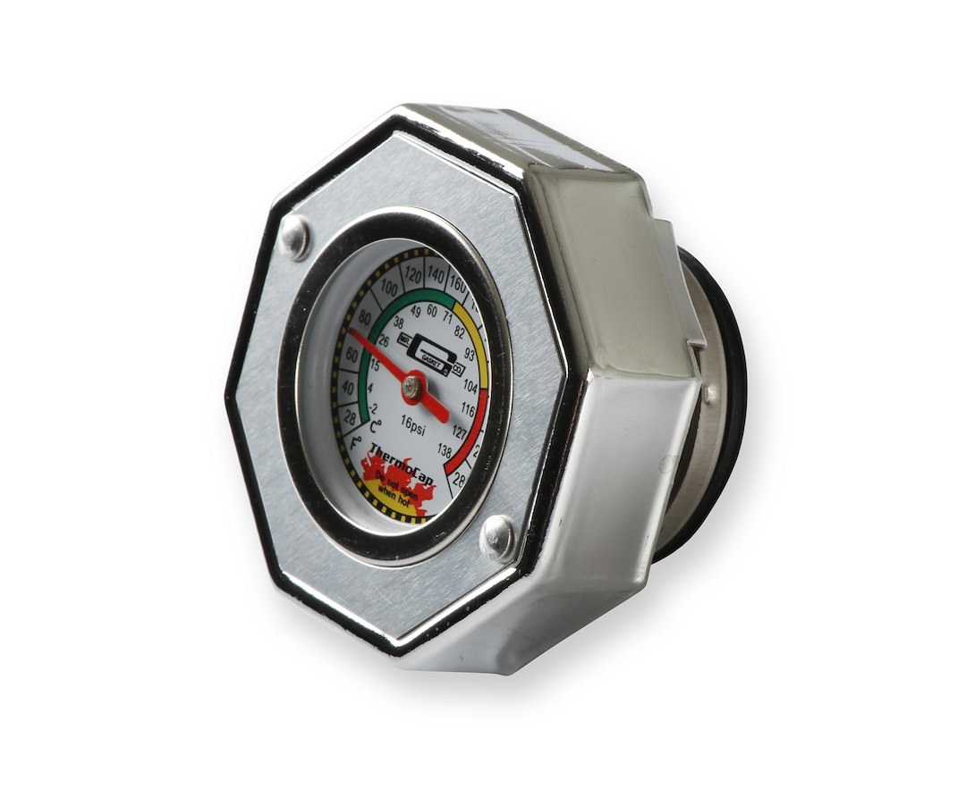 Mr. Gasket Radiator Cap, 16 PSI Max Pressure, Octagon, Silver Anodized, Aluminum – 2471S