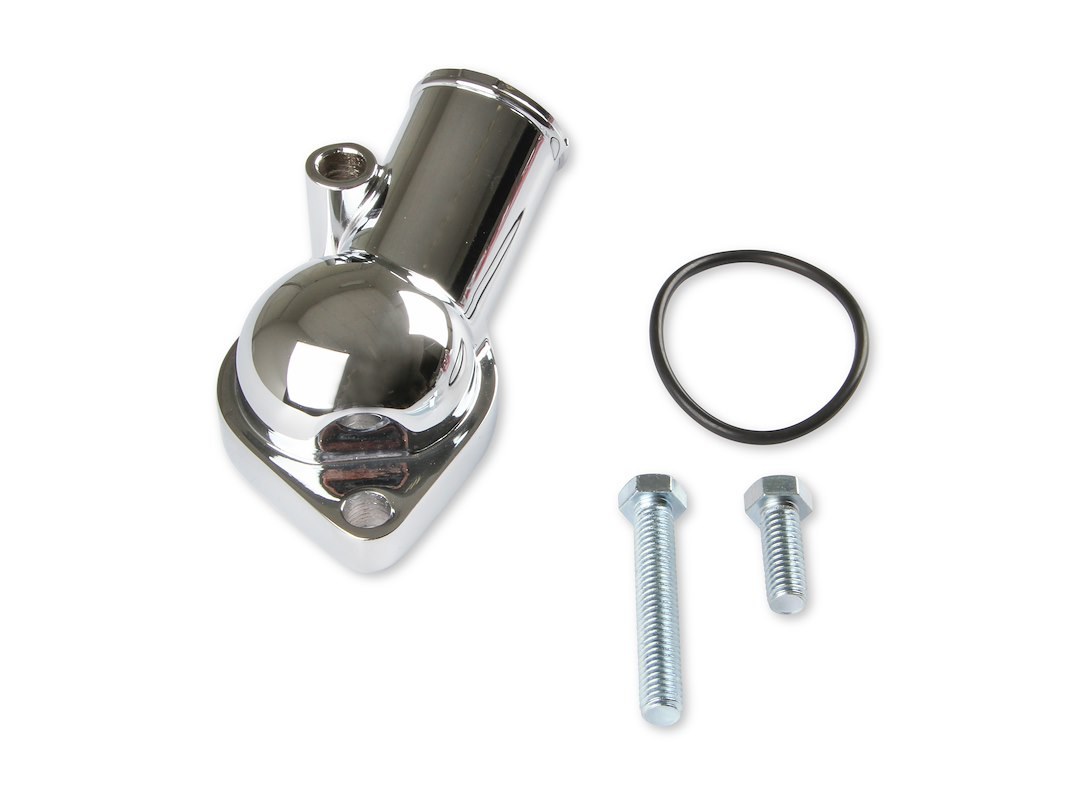 Mr. Gasket Thermostat Housing, 45 Degree Neck, Aluminum, O-Ring Seal Type, Silver – 2661