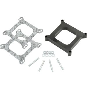 Mr. Gasket Carburetor Spacer, For Use with Holley/ Carter/ Quadra-Jet Carburetors, Open Center, 1 Inch Thick, Black, Phenolic – 3405