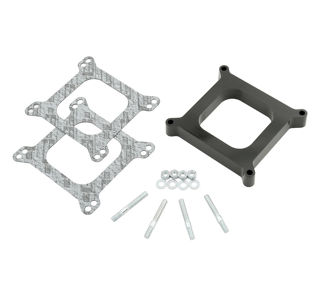 Mr. Gasket Carburetor Spacer, For Use with Holley/ Carter/ Quadra-Jet Carburetors, Open Center, 1 Inch Thick, Black, Phenolic – 3405