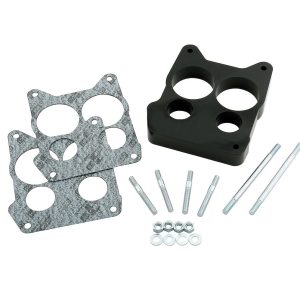 Mr. Gasket Carburetor Spacer, For Use with Holley/ Carter/ Quadra-Jet Carburetors, 4 Hole Center, 1 Inch Thick, Black, Phenolic – 3406