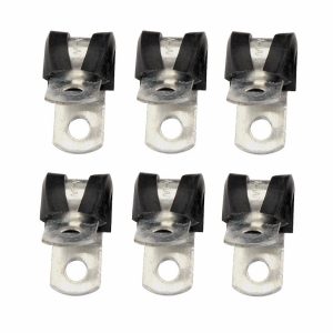 Mr. Gasket Brake Line Mounting Clamp, 3/16 Inch, Steel Strap with Rubber Center, Silver with Black Insulator, Set of 6 – 3770G