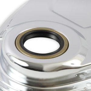Mr. Gasket Timing Cover, One Piece Style, Chrome Plated, Steel, With Gaskets, With Bolts – 4590