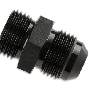Mr. Gasket Adapter Fitting, -8 AN Male Flare to 3/4-16 Inch Thread Male, Anodized, Black, Aluminum, Single – 480008-BL