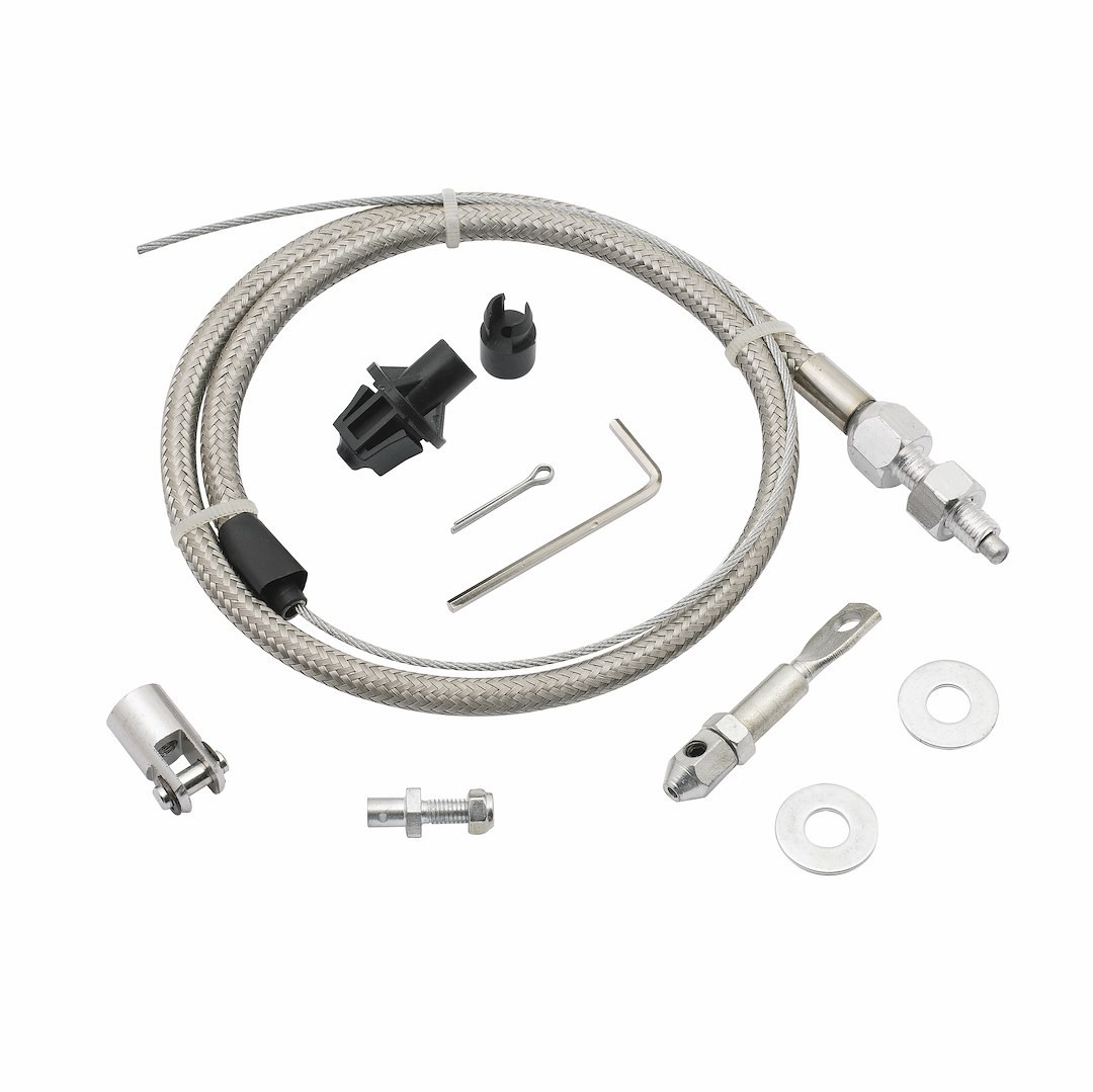 Mr. Gasket Throttle Cable, Universal, Braided Stainless Steel, 36 Inch Length, With Hardware – 5657