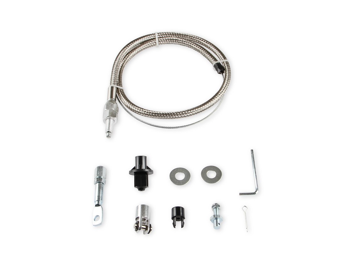 Mr. Gasket Throttle Cable, Universal, Braided Stainless Steel, 36 Inch Length, With Hardware – 5657