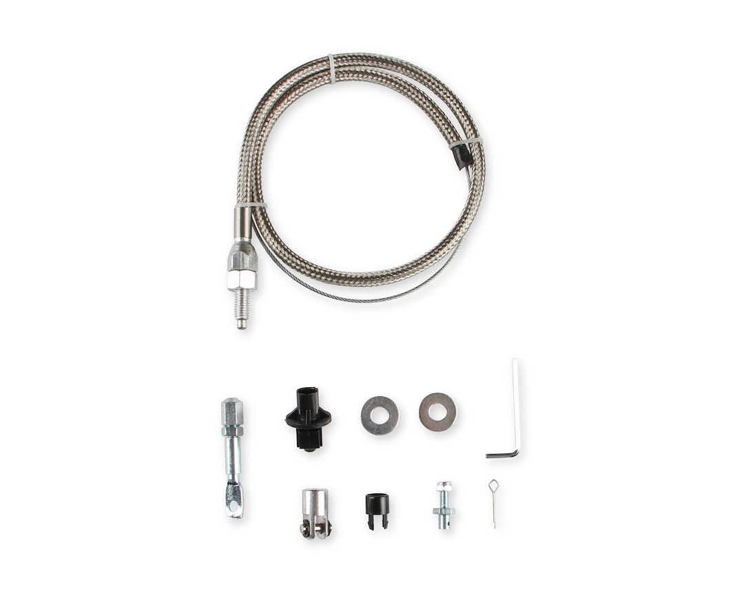 Mr. Gasket Throttle Cable, Universal, Braided Stainless Steel, 36 Inch Length, With Hardware – 5657