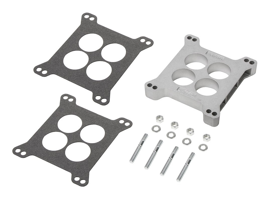 Mr. Gasket Carburetor Spacer, For Use with Standard Bolt Patterns for Holley and Carter, 1 Inch Ported Center, 1 Inch Thick, Natural, Aluminum – 6006