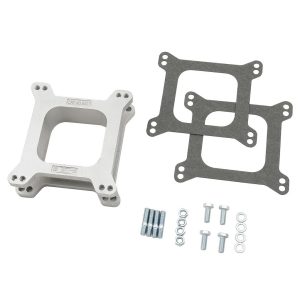 Mr. Gasket Carburetor Spacer, For Use with Standard Bolt Patterns for Holley and Carter, 2 Inch Open Center, 2 Inch Thick, Natural, Aluminum – 6007