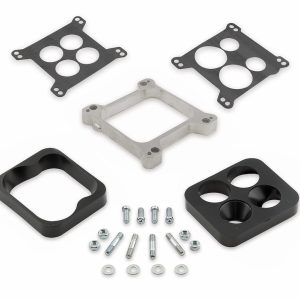 Mr. Gasket Carburetor Spacer, For Use with Holley/ Carter/ Quadra-Jet Carburetors, 4 Hole Center, 1 Inch Thick, Natural, Aluminum – 6009