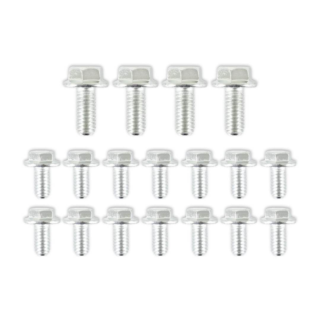 Mr. Gasket Oil Pan Bolt Set, For Use with Chevy Small Block/ Oldsmobile V8, Hex Style Head Type, Zinc Plated, Steel – 6085MRG