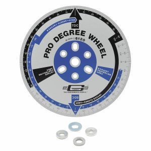 Mr. Gasket Camshaft Degree Tool, Use with Cylinder Heads on Engine, 11 Inch Wheel, Blue/ White – 6120MRG