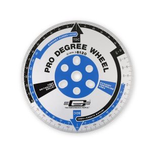 Mr. Gasket Camshaft Degree Tool, Use with Cylinder Heads on Engine, 11 Inch Wheel, Blue/ White – 6120MRG