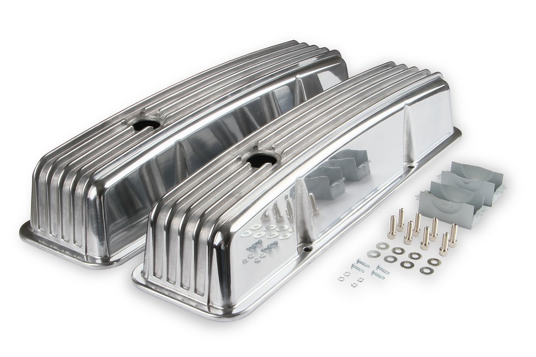 Mr. Gasket Valve Cover, For Use with Chevy Small Block, 3.93 Inch Height, Perimeter Bolt, With Breather Holes, With Baffle – 6855G