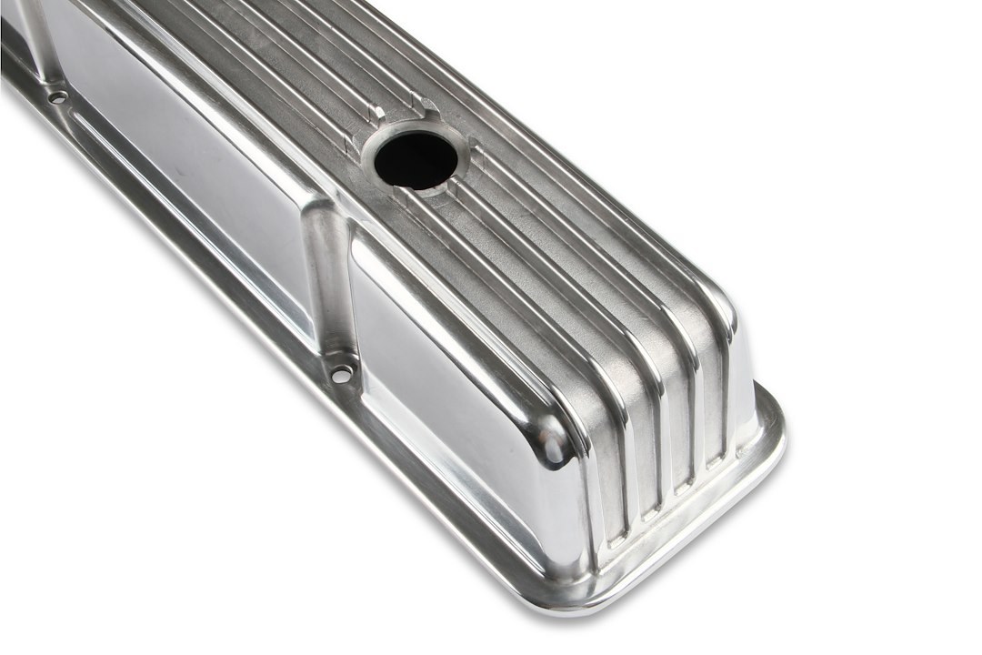 Mr. Gasket Valve Cover, For Use with Chevy Small Block, 3.93 Inch Height, Perimeter Bolt, With Breather Holes, With Baffle – 6855G