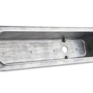 Mr. Gasket Valve Cover, For Use with Chevy Small Block, Center Bolt, Without Breather Holes, With Baffle, Polished, Cast Aluminum, Set of 2 – 6856G