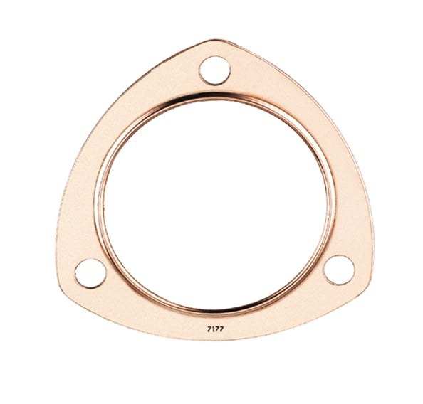 Mr. Gasket Exhaust Header Collector Gasket, 3 Inch Diameter, Triangle, 3-7/8 Inch Bolt Circle, 3/8 Inch Bolt Hole Size, Copper, Single – 7177MRG