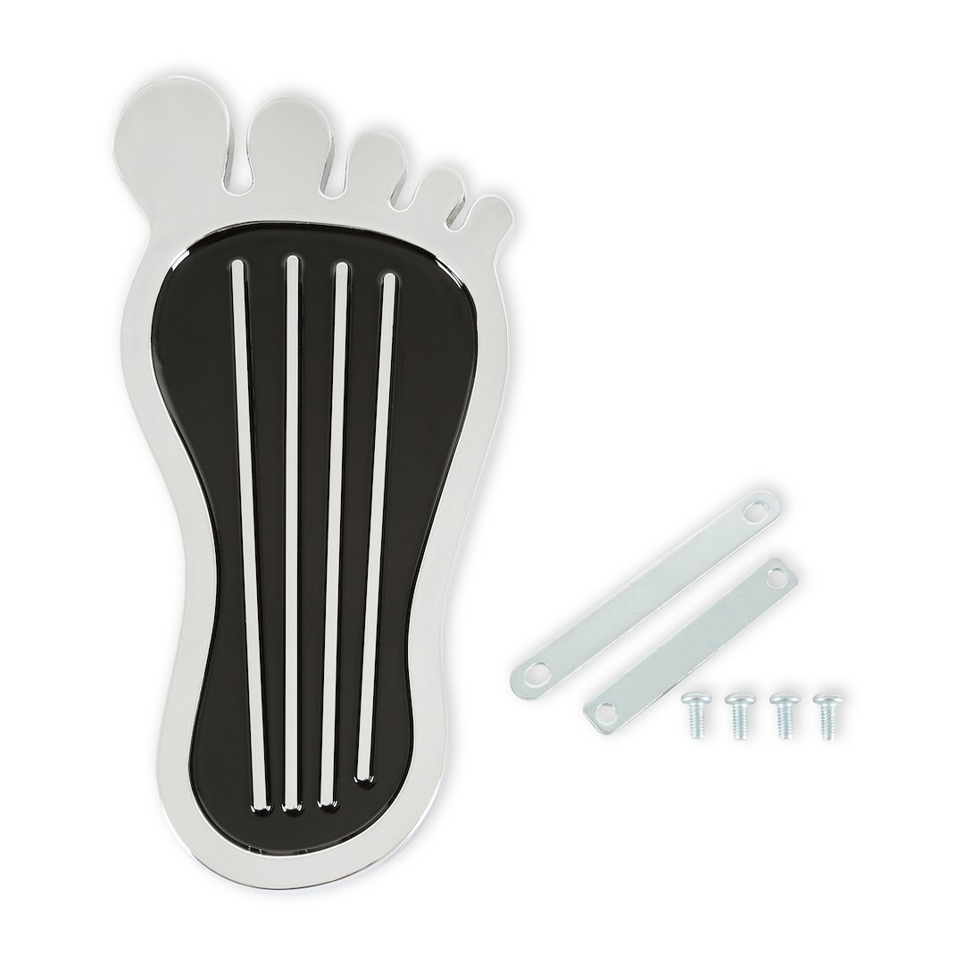 Mr. Gasket Accelerator Pedal Pad, Barefoot Style, Chrome and Painted Black Trim, Aluminum – 9645