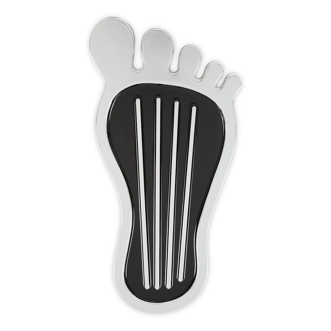 Mr. Gasket Accelerator Pedal Pad, Barefoot Style, Chrome and Painted Black Trim, Aluminum – 9645