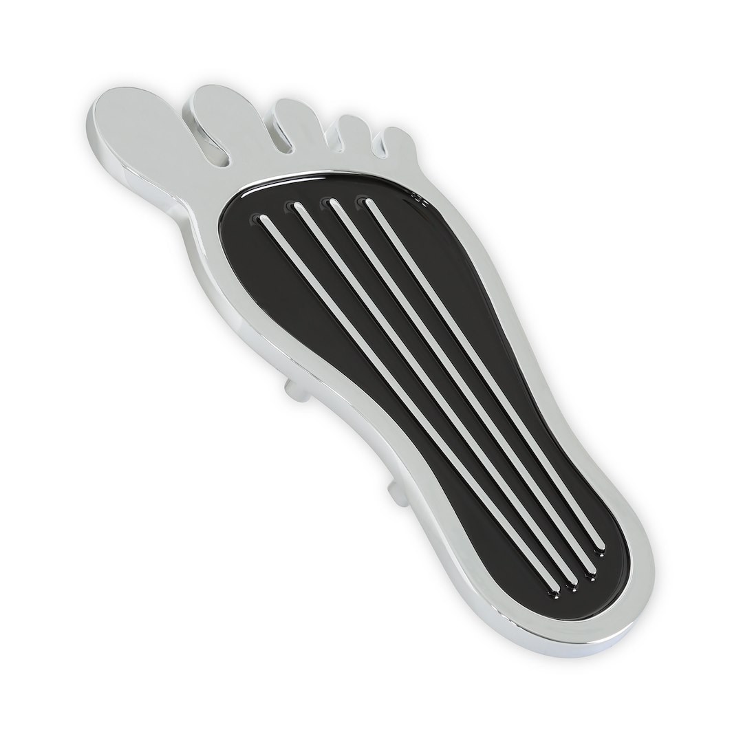 Mr. Gasket Accelerator Pedal Pad, Barefoot Style, Chrome and Painted Black Trim, Aluminum – 9645