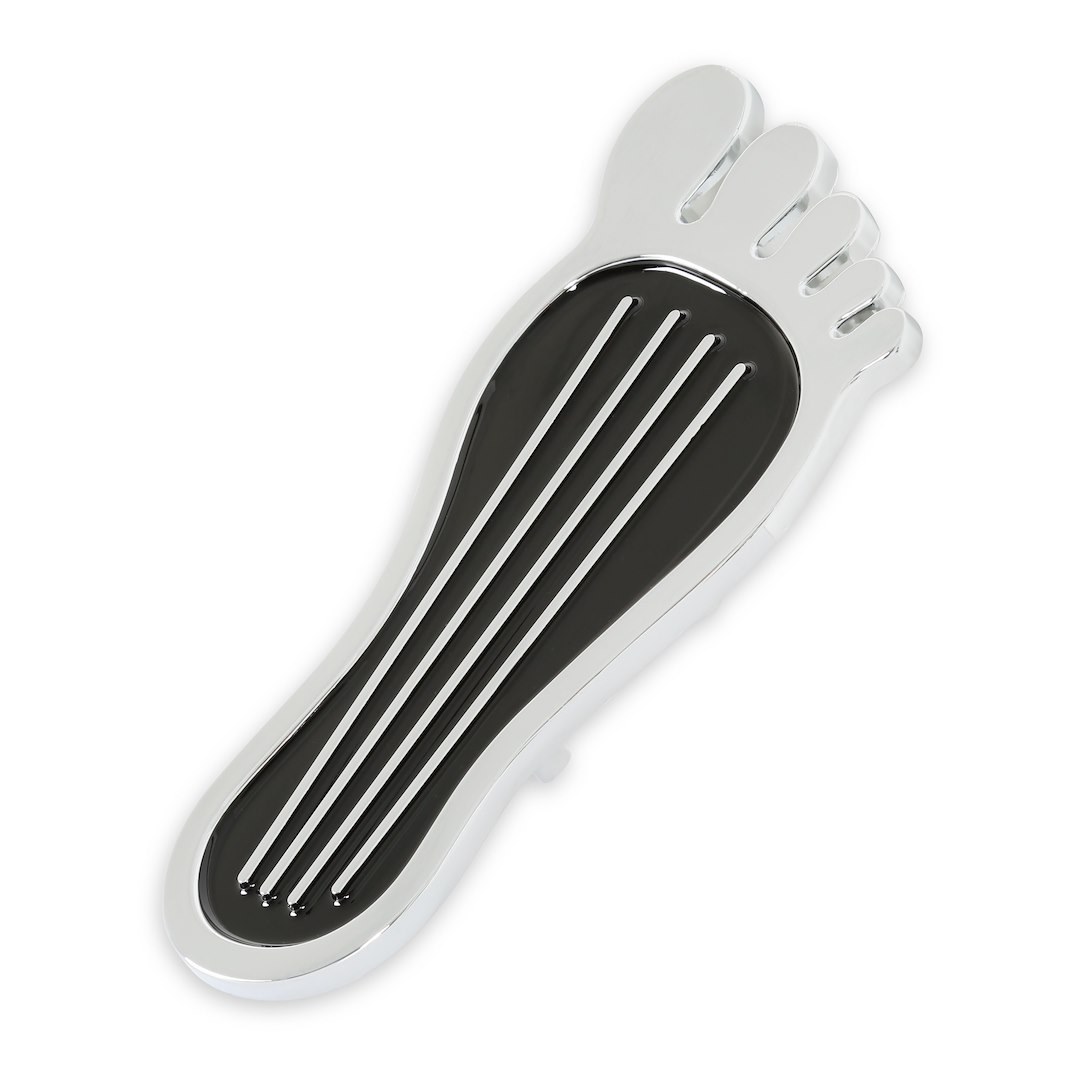 Mr. Gasket Accelerator Pedal Pad, Barefoot Style, Chrome and Painted Black Trim, Aluminum – 9645