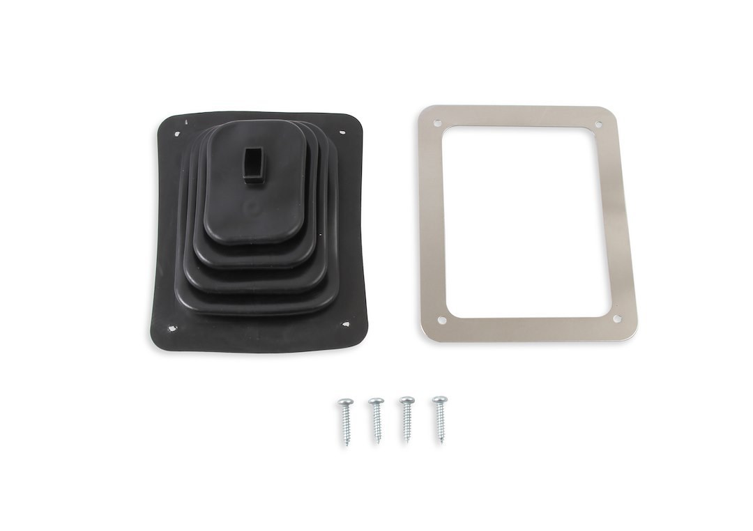 Mr. Gasket Shifter Boot, For Use with Manual Transmission Shifters, 3-1/2 Inch Length X 4-1/2 Inch Width, Black, Rubber – 9648