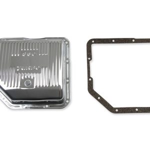 Mr. Gasket Auto Trans Oil Pan, GM TH350 Finned, Stock Capacity, Chrome, Steel, With Drain Plug – 9761