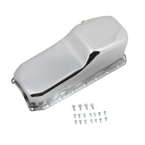 Mr. Gasket Oil Pan, For Use with 1955-1979 Chevy Small Block 283/ 350 Cubic Inch, 5 Quart Capacity, Without Windage Tray, Left Side Dipstick – 9781