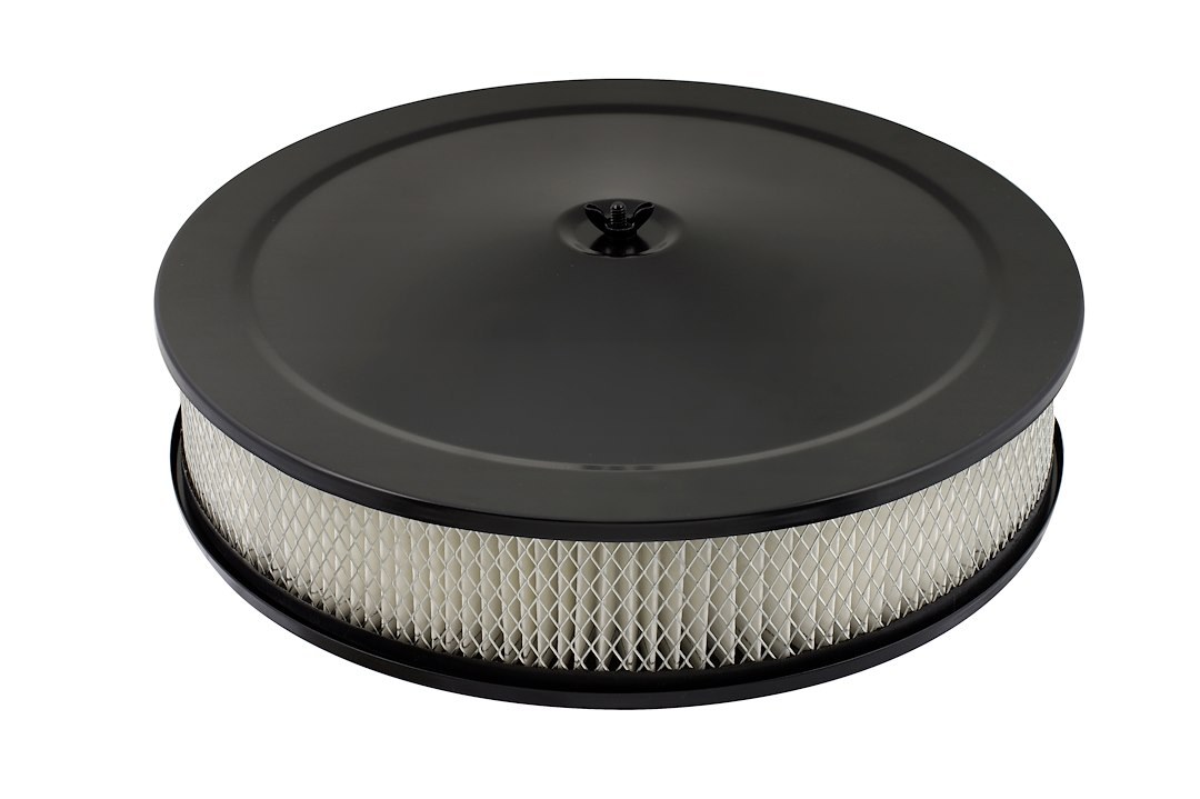 Mr. Gasket Air Cleaner Assembly, Competition, Fits 2/ 3/ 4 Barrel Carburetors, 5-1/8 Inch Flange, 14 Inch Diameter X 3 Inch Height, Round – 9790BP