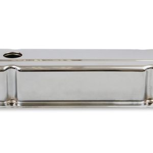 Mr. Gasket Valve Cover, For Use with Chevy Small Block, Stock Height, Without Bolts, Without Breather, With Baffle, Chrome, Silver, Steel – 9800