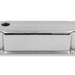 Mr. Gasket Valve Cover, For Use with Pontiac V8, Tall Height, Without Bolts, Without Breather, With Baffle, Chrome, Silver, Steel, Set of 2 – 9805