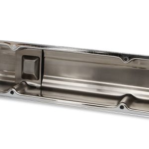 Mr. Gasket Valve Cover, For Use with Pontiac V8, Tall Height, Without Bolts, Without Breather, With Baffle, Chrome, Silver, Steel, Set of 2 – 9805