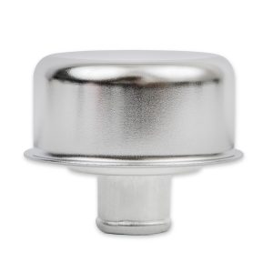 Mr. Gasket Crankcase Breather Cap, Round, 2-1/8 Inch Tall X 2-1/2 Inch Diameter, Push IN, Chrome, Without Grommet – 9810