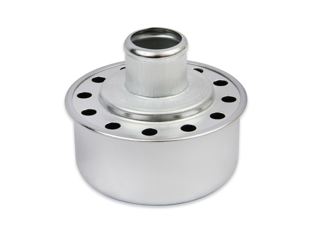 Mr. Gasket Crankcase Breather Cap, Round, 2-1/8 Inch Tall X 2-1/2 Inch Diameter, Push IN, Chrome, Without Grommet – 9810
