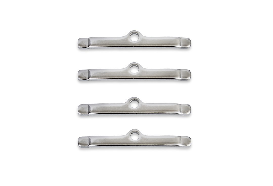 Mr. Gasket Valve Cover Hold Down Tab Set, Long Style, Chrome Plated, Steel, 1/4 Inch Diameter Holes, Set of 4 – 9817