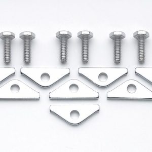 Mr. Gasket Valve Cover Hold Down Tab Set, Short Style, Chrome Plated, Steel, 1/4 Inch Diameter Holes, Set of 8 Tabs with 8 Bolts – 9887