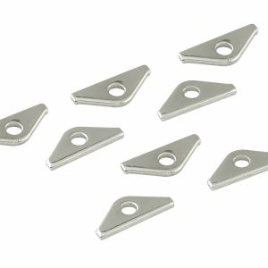 Mr. Gasket Valve Cover Hold Down Tab Set, Short Style, Chrome Plated, Steel, 1/4 Inch Diameter Holes, Set of 8 Tabs Only – 9899